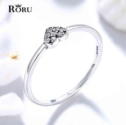 Women Heart Fingers Shiny Zircon Sweet Gift for Teen Girls Size 510 s Gold Simple Real 925 Silver Ring Jewelry5654071
