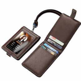 real Leather Badge Holder Clear ID Card Pouch Staff Work Chest Cards Name Tag Holders with Lanyard Busin Formal Accories i58v#