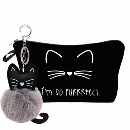 cute Cat Print Cosmetic Bag Women Travel Waterproof Toiletry Storage Handbag Female Casual Makeup Holder Organiser Purse R7oI#