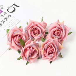 Decorative Flowers 5PCS Artificial Rose Flower Heads Year Party Wedding Home Decoration Valentine's Day Garland Wall Vase Desktop Fake