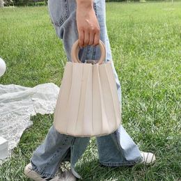 Bag Fashion PU Leather Women's Bucket Shoulder Bags Summer Ladies Folds Purse Handbags Elegant Female Pleated Tote Messenger