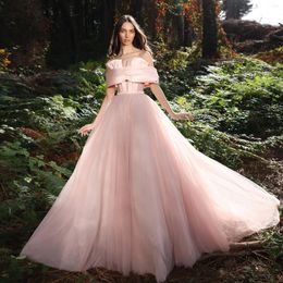 Party Dresses Beautiful Light Ping A-line Long Tulle Formal Corset Top Voluminous Bridal Women Event Gowns
