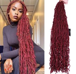 1824 Inch Wavy Nu Faux Locs Crochet Hair Soft Crocheted Braids Ombre Curly Dreadlock Braiding Hair Extensions for Women BS253438447