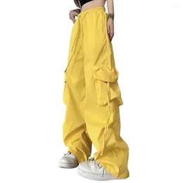 Women's Pants Fashion Drawstring Women Cargo High Waist Streetwear Hip Hop Trousers Big Pockets Casual American Female