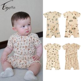 Shorts Baby Boys Girls Printed Set Boys Short Sleeves Top+Shorts 2pcs Baby Floral Summer Boys Girls Cotton Home Outfit Clothes