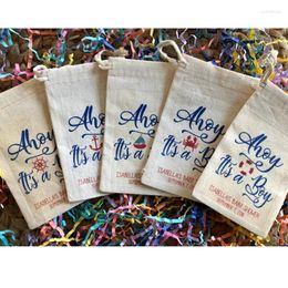Shopping Bags 10 Ahoy It's A Boy Nautical Bag Personalised Birthday Favour Gift Groomsman Survival Kit Bridal Muslin Welcome Treat