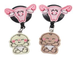 20pcslot Cute Felt Medical Brooches Uterus Baby Retractable Badge Holder For Nurse Accessories64369357128134