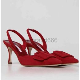 Italy Designer Women Maysli Sandals Shoes Lady Slingback Heel Pointed Toe Pumps Buckle-detail Lady Sexy Party Wedding Stiletto High Heels MANOLO- EU35-43