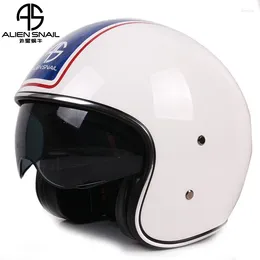 Motorcycle Helmets ALIEN SNAIL Vintage Half Helmet DOT Certification Fiberglass Coffee Pedal Cruise 3/4 Riding