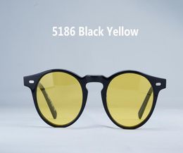 Fashion Unisex Gregory peck V5186 Bluetinted sunglasses Retrovintage round Design4523150UV400goggles fullset case OEM outlet4661292