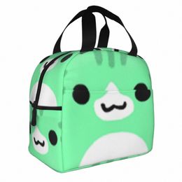 juniper Geometry Cube Gaming D Insulated Lunch Bags Ic Cat Lunch Ctainer Cooler Bag Lunch Box Tote School Food Handbags f57o#