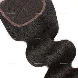 Körperschließung 4x4 4 oder 5 Stcs Brasilianische Körperwelle menschliches Haar Spitzenverschluss