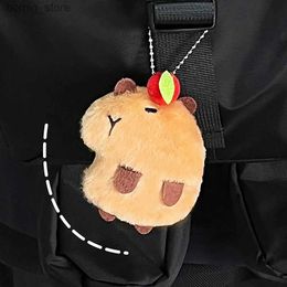 Plush Keychains Cute Plush Doll Keychain Cartoon Capybara Squeak Toy Key Ring Backpack Pendant Decor Kawaii Fluffty Animals Kid Birthday Gift Y240415