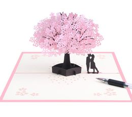 Cherry blossoms 3d greeting card romantic flower pop up greeting cards wedding congratulation cards pop up card for Valentine0399724893