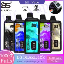 Original BS BLAZE 10000 Puffs Disposable Vapes Electronic Cigarette bang 10k Vape Pen 18ml 650mAh Rechargeable Mesh Coil 10 Flavors 0% 2% 3% 5% 10k