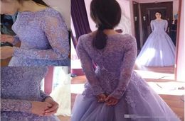 Vintage Lavender Colorful Lace Long Sleeve Wedding Dresses Plus Size Beaded Bridal Ball Gowns Vintage Quinceanera Party Dress Sexy6317717