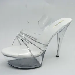 Dance Shoes LAIJIANJINXIA 15CM/6inches PVC Upper Model Sexy Exotic High Heel Platform Party Women Slippers Pole H160