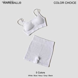 Women's Tracksuits WAREBALL Seamless Yoga Set Female Womens Crop Top Bra Leggings 2PCS Women Outfit Fitness Gym Workout Shorts Sport Wear Gym SuitL2403