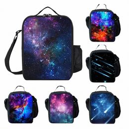 galaxy Lunch Box for Girls Boy Leakproof Portable Lunch Bags with Adjustable Shoulder Strap and Side Pocket Durable Reusable D5nA#