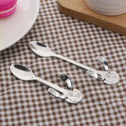 Spoons Lovely Stirring Spoon Silver Color Stainless Steel Teaspoon Cute Dog Style Smooth Surface Coffee Ladle For Restaurant