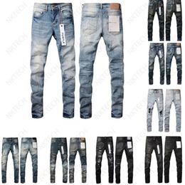 2024 Designer Purple Biker Slim Fit Motorcycle Bikers Denim for Mens Rinsing Make Old Hip Hop Womens Street Fashion Mans Black Pants Purple Jeans mg668