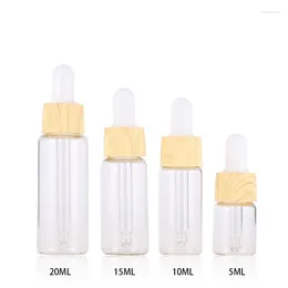 Storage Bottles 20pcs/Lot 5ml 10ml 15ml 20ml Clear Glass Dropper Bottle Portable Eye Esstenial Oil Perfume Cosmetic Container