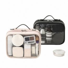 storage Waterproof Cosmetic Bag Double Layered Makeup Brush Storage Multifunctial Large Capacity Lady Travel Clear Makeup Bags n9FK#