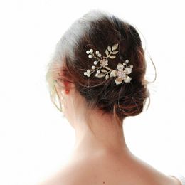 bridal Crystal Pearl Fr Hair Clip Floral Style Barrette Bride Hair Jewelry Bridesmaid Wedding Hair Accories X1lo#
