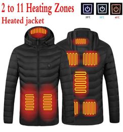 Men039s Jackets Heated Vest Jacket Washable Usb Charging Hooded Cotton Coat Electric Heating Warm Outdoor Camping Hiking3425224