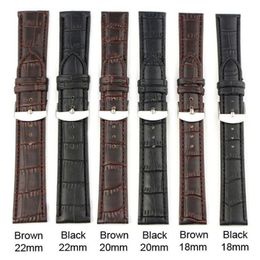 High Quality 18mm 20mm 22mm Genuine Leather Strap Steel Buckle Wrist Watch Band Black Brown Sweatband 2606