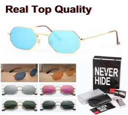 High Quality sunglasses men women Metal Frame UV400 glass lenses Octagonal sun glasses with original box packages accessories e9464755