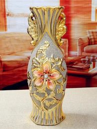 Vases European Style Ceramic Handicrafts Golden Wedding Gift Decorations Soft Home Furnishings