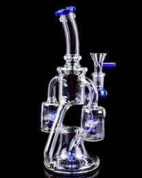 Hookahs Klein Recycler Dab Rigs Unique Bong Water Pipes Smoking Heady Glass Water Bongs With 14mm Bowl Tobacco 9.4 inchs