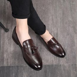 Dress Shoes Italian Men Leather Brand Formal Elegant Coiffeur Classic Office Sepatu Slip On Pria Buty Meskie