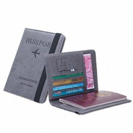 rfid Passport Cover PU Waterproof Travel Document Busin Bandage Passport Holder Credit ID Card Wallet Multifuncti Protector C4Jo#