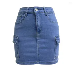 Skirts 2024 Women's Denim Skirt Spring Summer Streetwear Korean Fashion Sexy Bodycon Pockets Short Jean