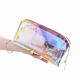 girl Makeup Bag Colourful Laser Cosmetic Bag Organiser Make Up Case Beauty Pouch Lipstick Bag TPU Beautician Toiletry Bags Sac p33Z#