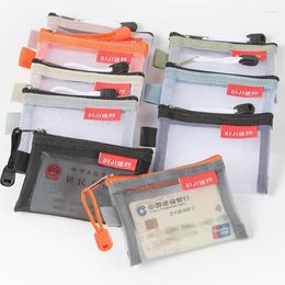 Storage Bags Bag Gauze Card Mini Grid File Zipper Bank Transparent Portable