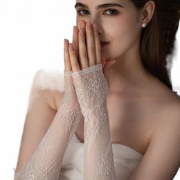 wg103 Elegant Wedding Bridal Gloves Eyel Lace White Lg Fingerl Women Pageant Perform Prom Gloves n7vp#