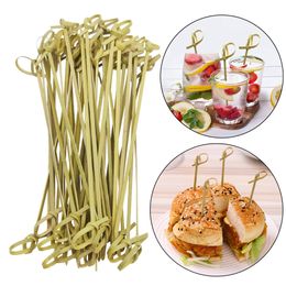 Cocktail Picks Bamboo Skewers With Looped not For Appetizers, Fancy Toothpicks For Appetizers, Handmade Knot Cocktail Skewers