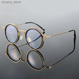 Sunglasses Reading Glasses Men Luxury Round Frame Magnifying Glasses Clear Lens Anti Blue Light Glasses Men Women Metal Reading Glasses New Y240416