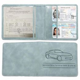 car Registrati,Driver's Licence and Insurance Card Holder - Leather Vehicle Glove Box Automobile Documents Paperwork Organiser L9MI#