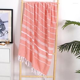 Towel 100X180cm Oversized Tassel Turkish Cotton SPA Gym Striped Bath Towelblanket Suitable For Bathing Beach Swimming Pool