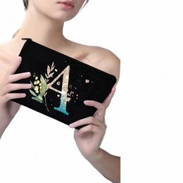 gradient Initial Makeup Zipper Bags Fi Travel Toilet Lipstick Pouch Bag Bachelorette Party Bridesmaid Cosmetic Clutch Purse f93G#