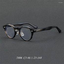 Sunglasses Frames ELECCION Retro Acetate Glasses Frame Men Women Optical Myopia Eyeglasses Round Spectacle Black Grey Tortoiseshell Colour
