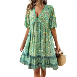 Casual Dresses Women'S Printing Summer Dress Short Sleeve Sundress Tank Beach Elegant For Women