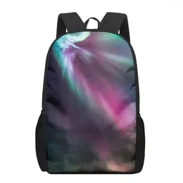 School Bags Northern Lights Sky Kids 3D Book Bag Men 16 Inch Backpack For Teen Boy Kindergarten Children Large Capacity