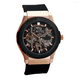 Wristwatches Luxury Mens Automatic Mechanical Watch Stainless Steel Rose Gold Skeleton Black Grey Sapphire Tourbillon Leather Rubber