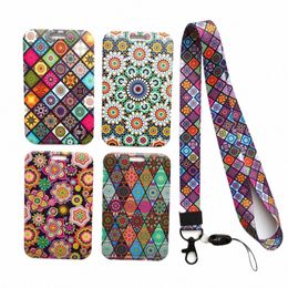 fi Mandala ABS Name ID Badge Holder with Cute Neck Lanyard Strap for Women and Men ,Capacity:2 Credit Cards or Name Cards A5iO#