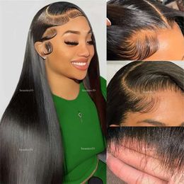 Straight Front Hd 13X4 Human Hair Wigs For Black Women Pre Plucked Brazilian 40 Inch Synthetic Lace Frontal Wig al